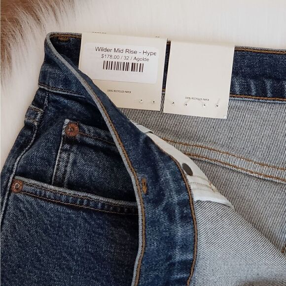 Agolde Wilder Mid-Rise Straight Leg Denim Jeans In Hype Size 32 NWT - Picture 9 of 14